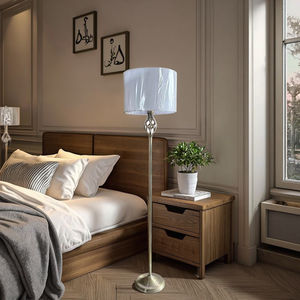 Lámpara de pie con cable eléctrico de estilo tradicional europeo, acabado de níquel satinado, pantalla de luz cónica blanca de lujo, lámpara de pie para decoración del hogar - Product Image 6