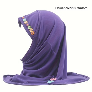 1 buah jilbab instan bunga anak perempuan jilbab Arab Muslim jilbab cocok untuk anak usia 3-6 tahun - Product Image 2