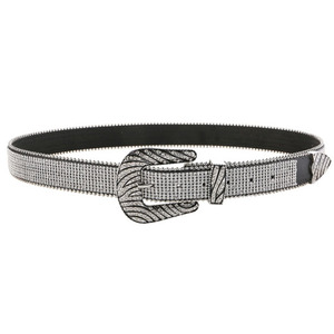 Cinturones Simon para hombre en rojo con diamantes de imitación de cristal, diseño de grano de cocodrilo, cuero PU duradero y hebilla de aleación - Product Image 2
