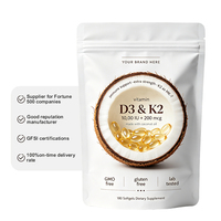 Richtek Vitamine D3 10 000 UI + K2 MK-7 200 µg avec Huile de Coco Complexe 2-en-1 Vitamines D & K Force Maximale Facile à avaler