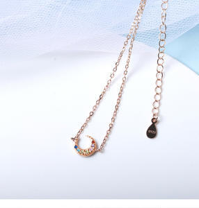 Collana di gioielli di moda in <span class=keywords><strong>argento</strong></span> Sterling 925 collana di <span class=keywords><strong>luna</strong></span> colorata zircone placcato oro collana da donna - Product Image 4