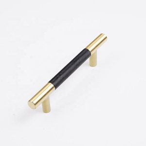 Hardware de muebles de cocina de forma de T de cobre manija del gabinete del armario moleteado latón puerta manijas - Product Image 1