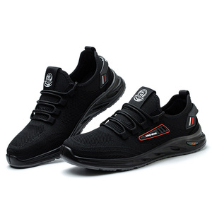 Safety Shoes Mesh Breathable Lightweight Plastic Toe Men Work Shoes Black Low Top Front Laces Puncture Resistant Impact - Product Image 1