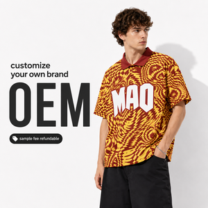 <span class=keywords><strong>Polo</strong></span> Personalizado con Logotipo para Hombre, Diseño Psicodélico Rojo y Amarillo, Estampado por Sublimación, Malla Transpirable, Estilo Urbano, OEM - Product Image 1