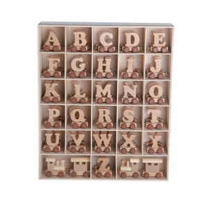 Tren de Madera Personalizado con Letras del Alfabeto, Juguete de Tren con Nombre Natural <span class=keywords><strong>para</strong></span> Niños, Regalo de Cumpleaños, <span class=keywords><strong>Bautizo</strong></span>, Recién Nacido - Product Image 1