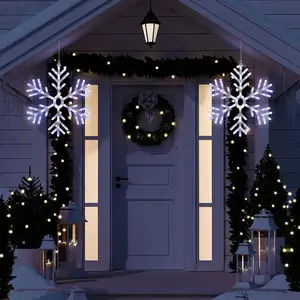 Christmas Lights Outdoor 23.6in LED Snowflake Meteor Lights For Home Window Garden Party Decoration