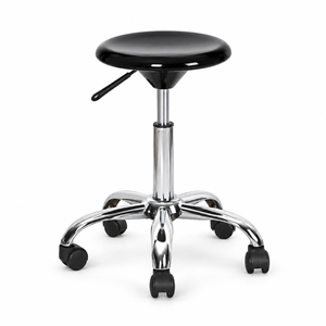 Tabouret de laboratoire réglable SCEELAB pour hôpital et atelier, <span class=keywords><strong>chaise</strong></span> de laboratoire ronde à vérin à gaz avec cadre en acier chromé, siège en PU ou en fibre de verre - Product Image 2