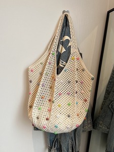 Sac fourre-tout d'été décontracté en paille grande capacité pour femme, avec deux fermetures éclair, style gilet ajouré, idéal pour la plage - Nouvelle collection - Product Image 2