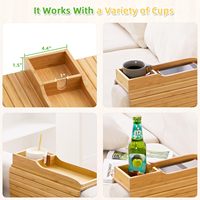 Canapé pliable en bois porte-gobelet rangement canapé en bambou accoudoir plateau