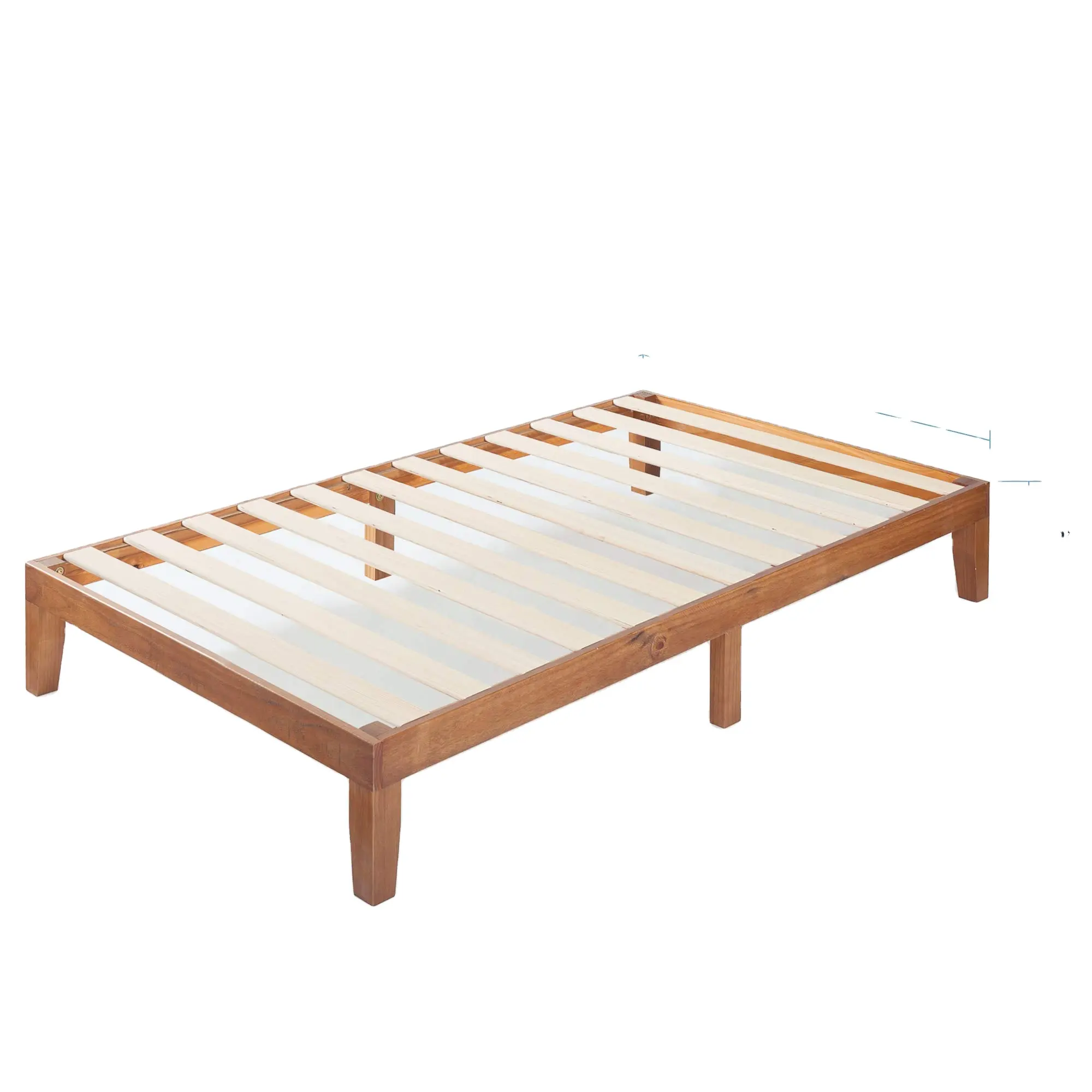 Venta al por mayor popular natural clásico de madera maciza cama con plataforma de madera de fácil montaje muebles de madera de pino natural completo