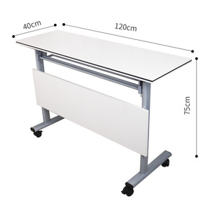 Mesa Plegable de Oficina con Marco Metálico, Escritorio Doble para Instituciones Educativas, Clases de Tutoría, Mesa Larga Móvil y Conectable - Product Image 4