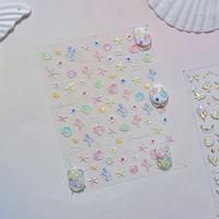 Autocollants 3D irisés pour ongles en coquille-Modèles de mélange assortis, décalcomanies virales Instagram pour ongles (imperméables, faciles à appliquer)