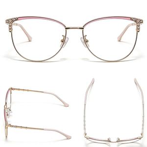金属製メガネの卸売メーカー、女性のファッショントレンド、マルチカラーダイヤモンドデザイン、ブルーライトカット - Product Image 3