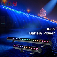 Barre lumineuse LED murale 2x12W/24W RGBW 4-en-1 IP65 noire 6000K sans fil DMX512 pour éclairage extérieur de bâtiments, scènes et paysages