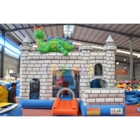Château gonflable Jurassic Island Dino Jumping Castle, trampoline gonflable dinosaure avec toboggan, Unsere T-Rex Hupfburg