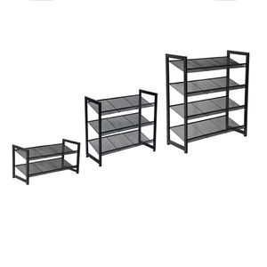 Étagère à chaussures empilable à 4 niveaux, étagère à chaussures empilable inclinée, étagère à chaussures en métal maillé <span class=keywords><strong>pour</strong></span> la maison - Product Image 3
