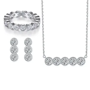 Customizable 925 Silver Jewelry Necklace Rings Earrings Set