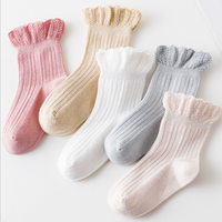 2022 bébé chaussettes 0-3 mois fantaisie blanc belle dentelle manchette chaussettes en coton pour enfants