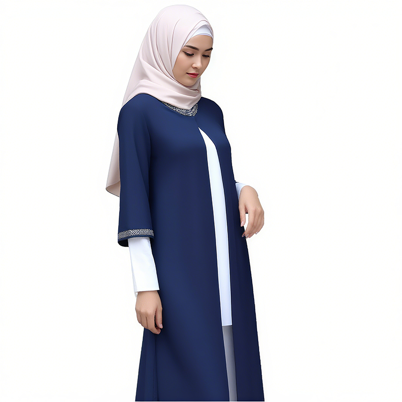 Wholesale High Quality Polyester Abaya Robe Medium Length Muslim Outerwear Breathable Design for Southeast Asia Middle East