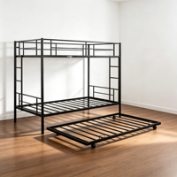 Lit double superposé moderne avec gigogne Cadre en métal noir robuste pour adultes adolescents garçons filles Lit superposé moderne élégant Utilisation dans la chambre à coucher