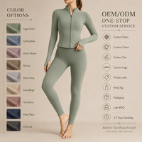 Ensemble de yoga respirant sur mesure pour femme, grande taille, avec veste zippée à manches longues et leggings taille haute, tenue de sport, fournisseur OEM ODM