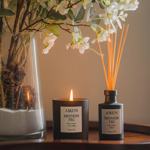 AIKUN Supply Export Service Factory Aromatherapy Soy Wax Reed Diffuser Glass Scented Candles Set for Home Fragrance Gift - Product Image 2