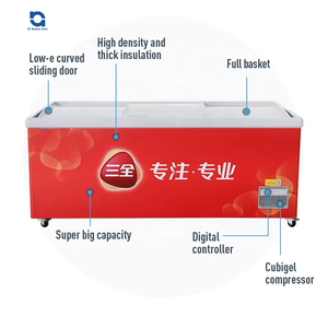 Congélateur de supermarché de congélateur d'affichage d'île de porte en verre pour les aliments surgelés - Product Image 2