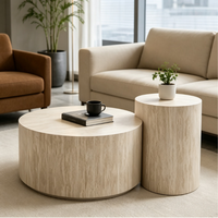 Ensemble de tables basses rondes modernes en gros, table centrale circulaire avec plateau en bois pour salon, appartement, petit espace