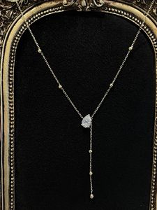 Xinfly Luxury 18K Gold 1.08CT Pear-shaped Lab Diamond Chain <b>Necklace</b> with Small Golden Pearl Fashionable Accessory for Parties - Product Image 5