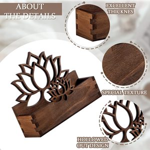 Porte-cartes en bois en forme de lotus, organisateur de cartes de visite, accessoire de bureau rétro pour usage professionnel - Product Image 4