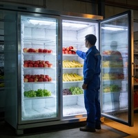 Congélateur commercial à porte vitrée, réfrigérateur 500L 1000L, congélateur vertical économe en énergie pour supermarché et magasin de proximité