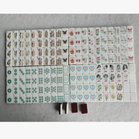 Auntie's Table Jeu de Mahjong Américain Rouge Bourgogne avec Tuiles Papillon Coffee Lady 2 couches pour le divertissement Lucky Dughters