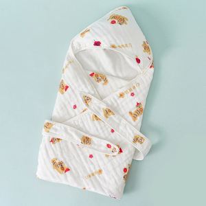 100% Cotton Woven Cartoon Super Soft Baby Hooded <b>Blanket</b> Breathable Quick Dry Muslin Wearable Kids - Product Image 6