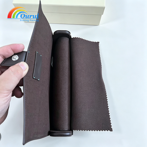 Brown PU Leather <b>Watch</b> Roll <b>Case</b>, Portable Travel <b>Watch</b> Storage Pouch With Cleaning Cloth - Product Image 5
