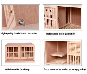 Jaula Clásica Ecológica de Madera para Palomas, Compartimentos Modulares para Nidificación y Emparejamiento, Fácil de Limpiar, Forma Cuadrada, Cierre Deslizante - Product Image 6