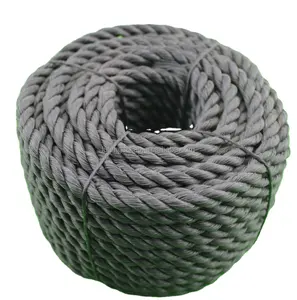 Corda de 3 fios de material reciclado pe pp corda preta corda reciclada