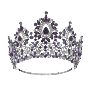 Corona de Lujo Grande y Redonda con Pedrería AB para Concurso de Belleza, Accesorios para el Cabello de Novia, Tiaras Nupciales - Product Image 1
