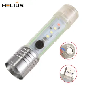 Helius New Mini P50+3*SMD Mini Starkes Licht mit COB tragbare Teleskop-Zoom-Taschenlampe aus Kunststoff mit USB-Direktladung LED-Taschenlampe