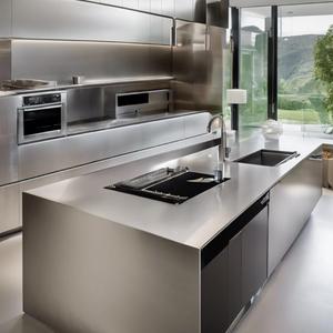 Tùy chỉnh hiện đại thép không gỉ/Nhôm carcase tủ bếp đồ nội thất Set bản lề thân thiện với môi Mall sử dụng <span class=keywords><strong>Granite</strong></span> Countertop - Product Image 3