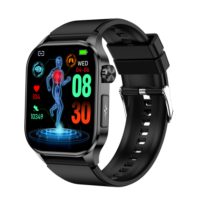 OEM Smart Watch ECG Heart Rate Blood Pressure HRV Sleep Monitor 2.04 Inch TFT HD Screen Silicone Band AI Voice Answer Calls