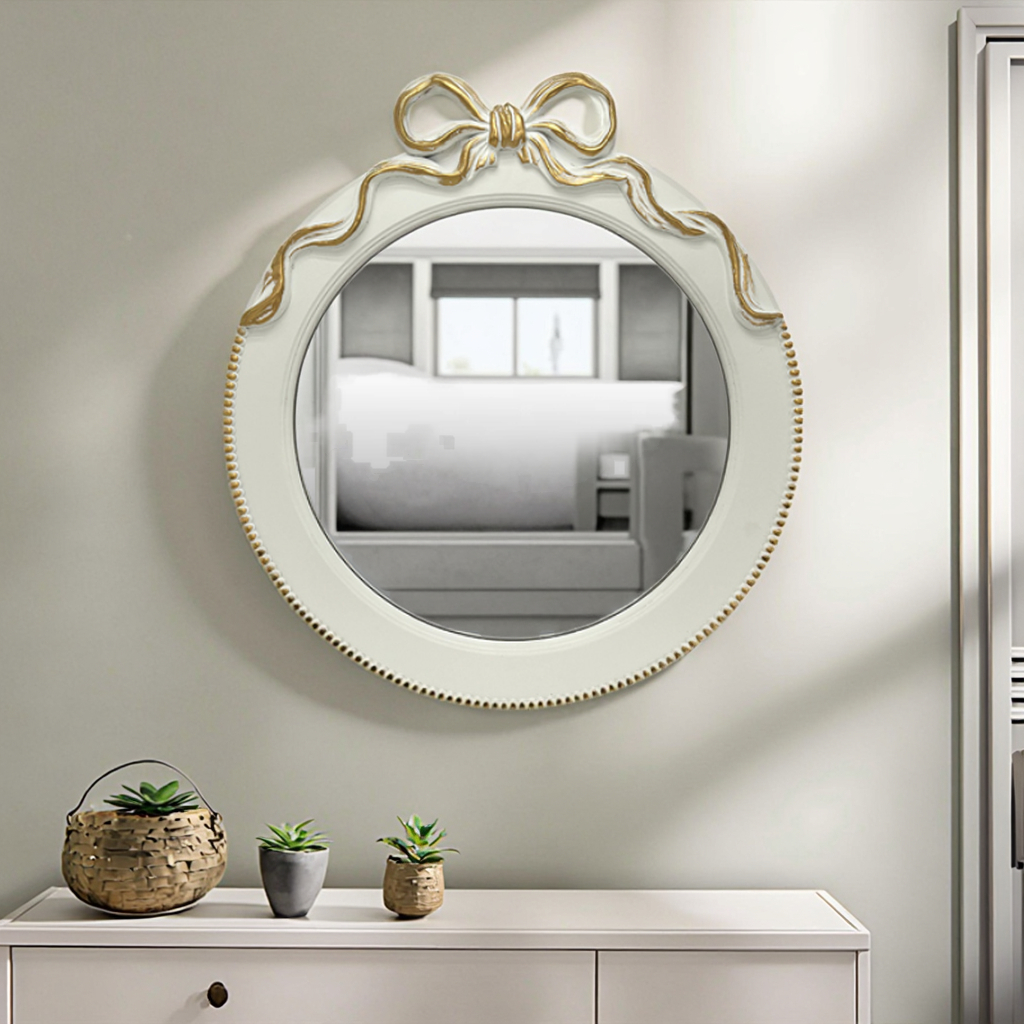 Miroir Mural Ovale – Style Antique / Shabby Chic – Cadre Doré – 26x22 Cm – Neuf