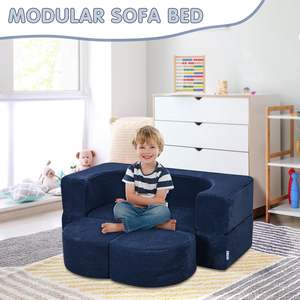 Sofá Modular Infantil Yoonnie Room de 2 Plazas, Tapizado en Pana, con Bloques de Espuma Multifuncionales y 2 Taburetes para Niños Pequeños - Product Image 5