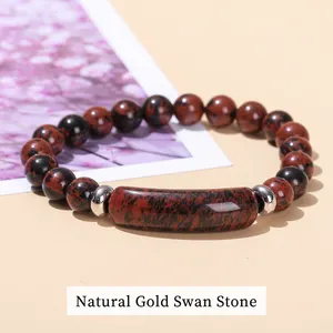 Hot Sale Natural Rose Quartz Crystal Energy Stone Beads Stretch Bracelet Pink Quartz Rectangle Bar Bracelet