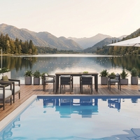 Neues Design Modernes Wetterfestes Leichtgewichtiges Aluminium Outdoor-Esstisch-Set für Hotel- und Hofnutzung