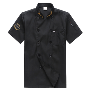 Chaqueta de Chef de Manga Corta con Cuello, Tejida en Poliéster/Algodón, para Restaurante, Cafetería, Panadería, Camarero, Barbero, Uniformes de Trabajo al por Mayor - Product Image 1