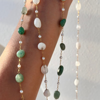 Bijoux de corps sexy, chaîne de corps en or 18 carats, chaîne de taille en perles de pierre naturelle, chaîne de ventre en acier inoxydable pour filles