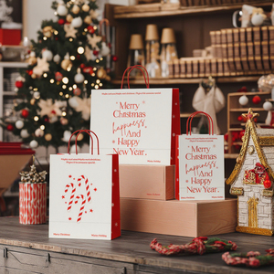 Bolsa <span class=keywords><strong>de</strong></span> <span class=keywords><strong>Papel</strong></span> <span class=keywords><strong>de</strong></span> Regalo <span class=keywords><strong>de</strong></span> Navidad <span class=keywords><strong>de</strong></span> Lujo con Logotipo Personalizado, Asa <span class=keywords><strong>de</strong></span> Cinta con Lámina Dorada, Empaque Premium para Compras <span class=keywords><strong>Navideñas</strong></span>, Venta al Por Mayor - Product Image 2