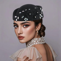 Chapeau de mariage à fleurs, foulard en feutre, chapeau Auto Gele, turban pour femme, accessoires de tête africains, chapeaux de fête