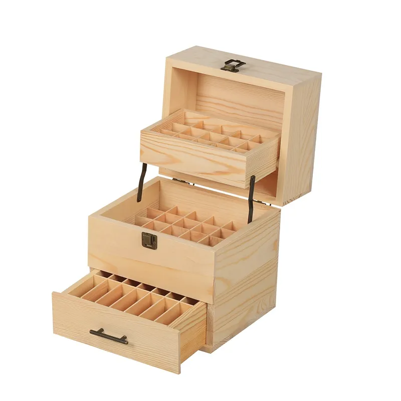 59 Grid Wooden Storage Case Essential Oil Box Solid Wood Case Holder Aromatherapy Bottles Storage Organizer