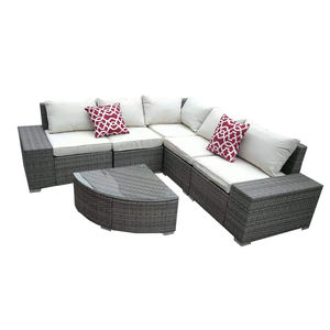 Set Taman Mebel Sofa Luar Ruangan, Meja Makan dan Sofa Rotan Set, Furnitur Taman, Set Bangku Luar Ruangan dengan Meja